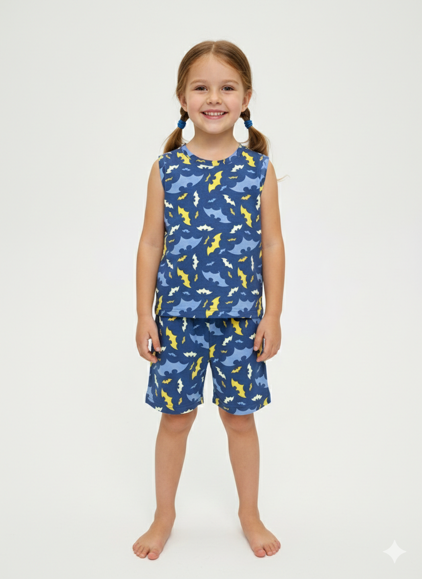Navy bat -Sleeveless co-ords