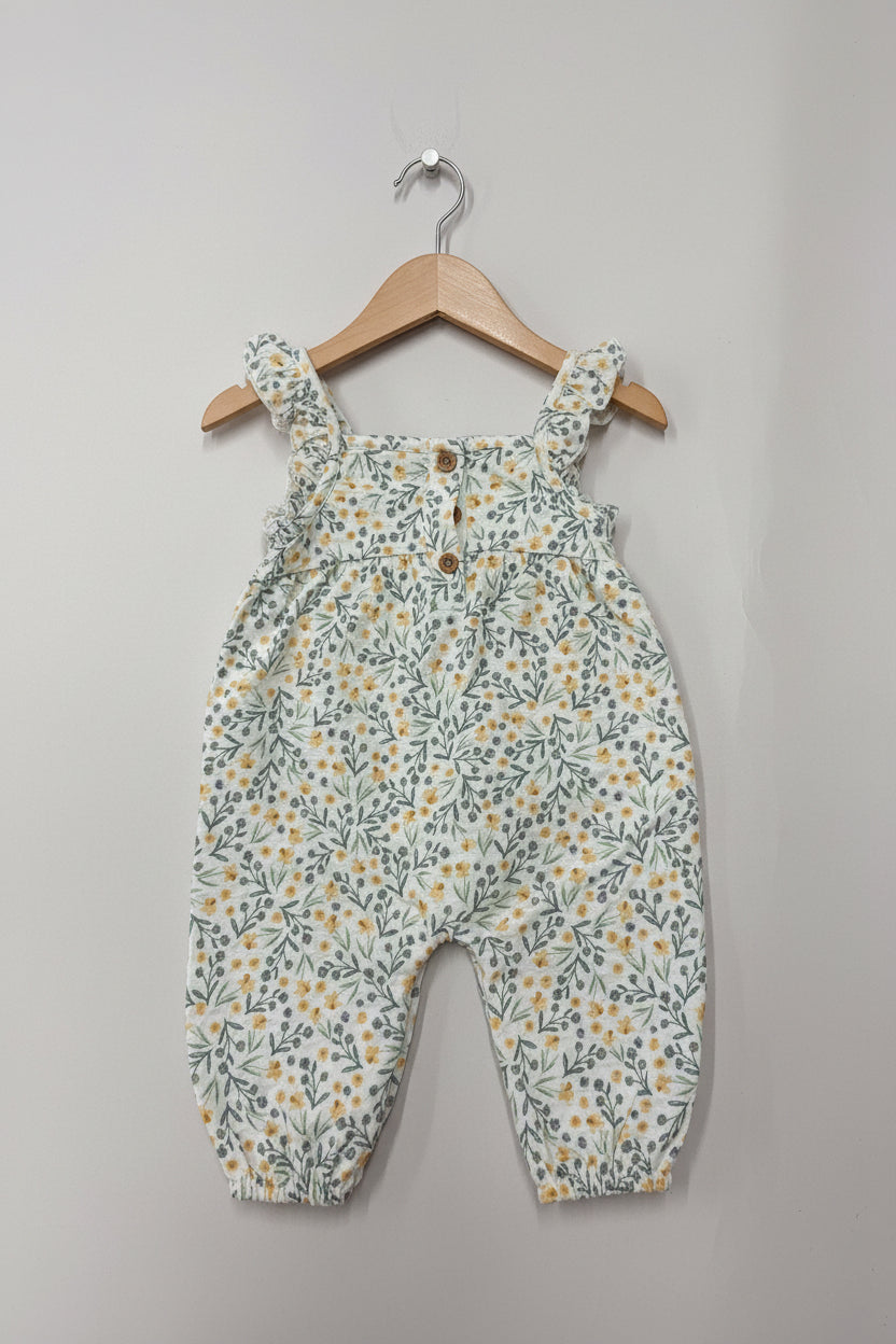 Green with yellow with multi floral- Baby Jumpsuits