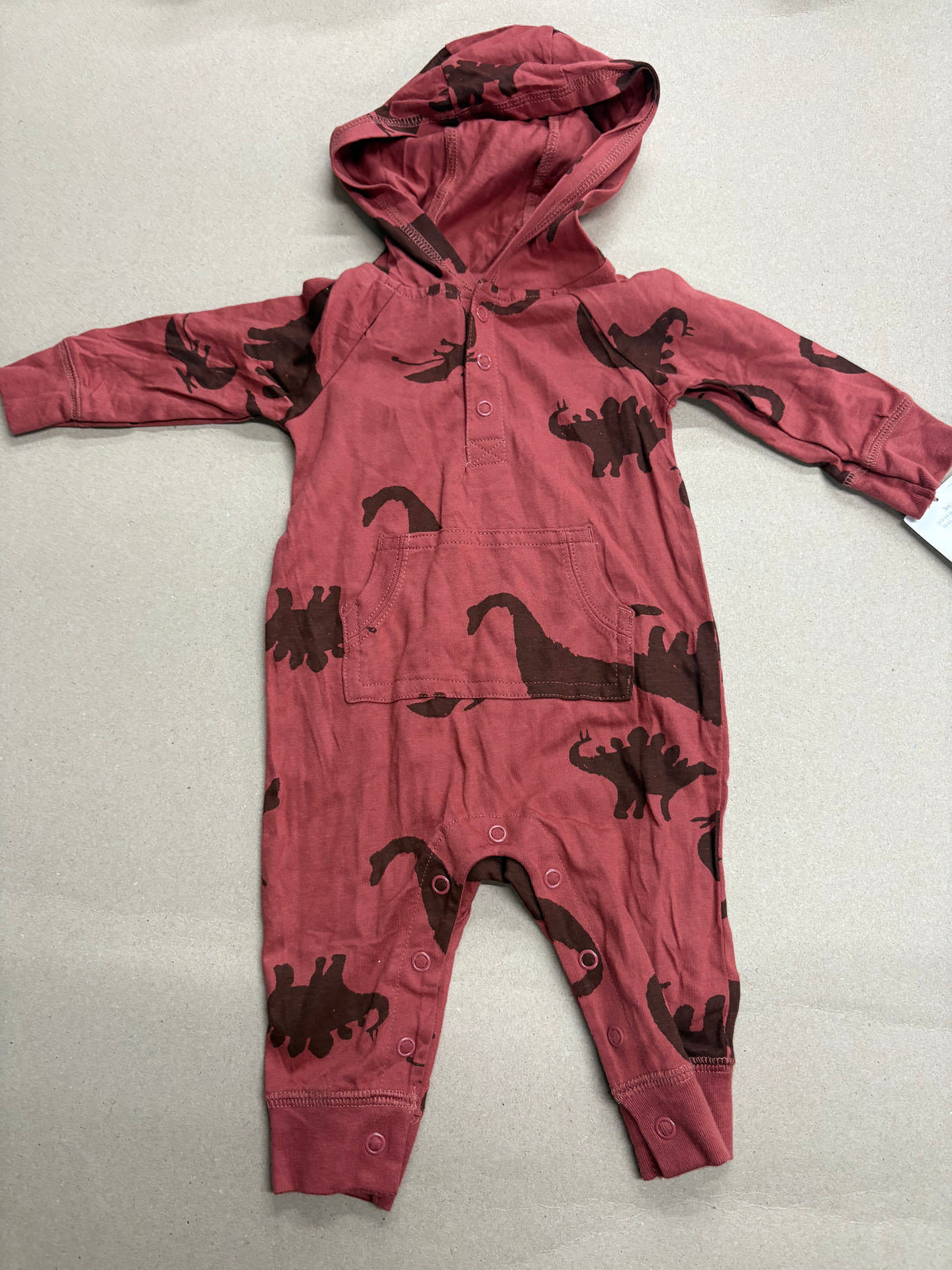 Brown dino hoodie with shoe(snap button)-Baby High quality jumpsuit