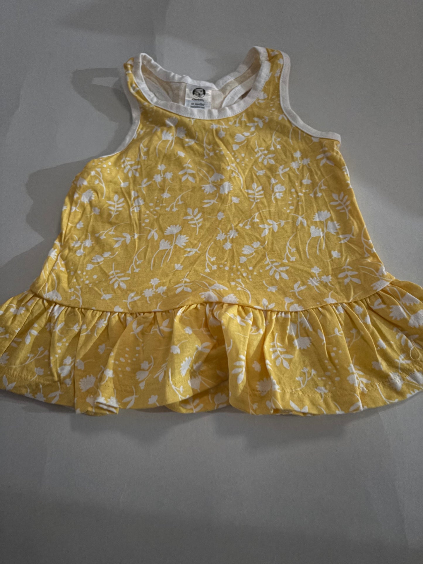 Yellow white flowers-Top -Baby Sleeveless Frock