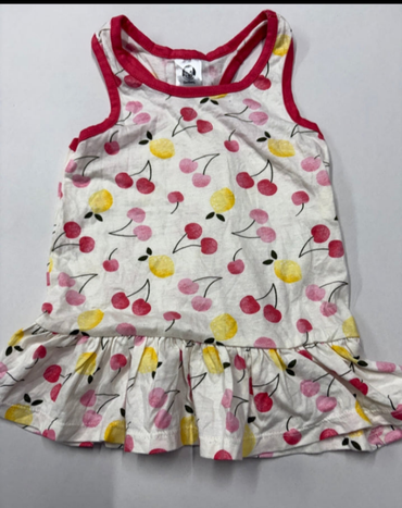 Pink with cherry & leamon-baby sleeveless top