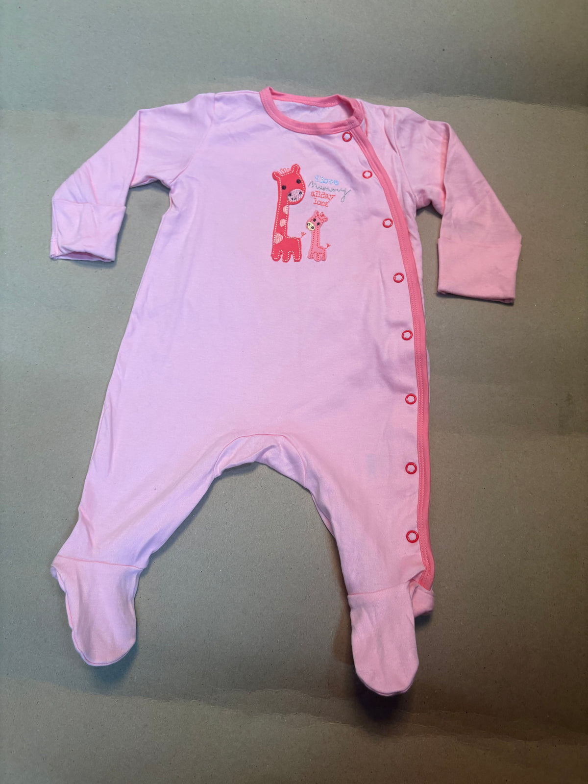 Pink I love Mummy with shoe(snap button)-Baby Jumpsuits