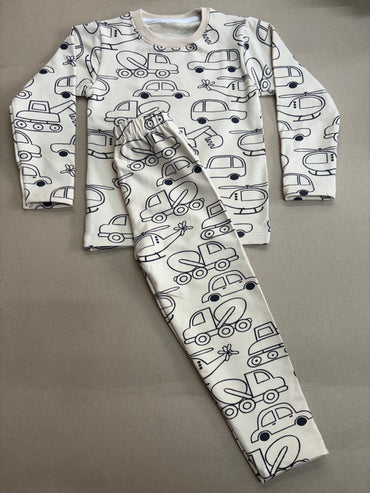 Back outline print of various vehicles and construction trucks-Premium winter wears LoopKnit