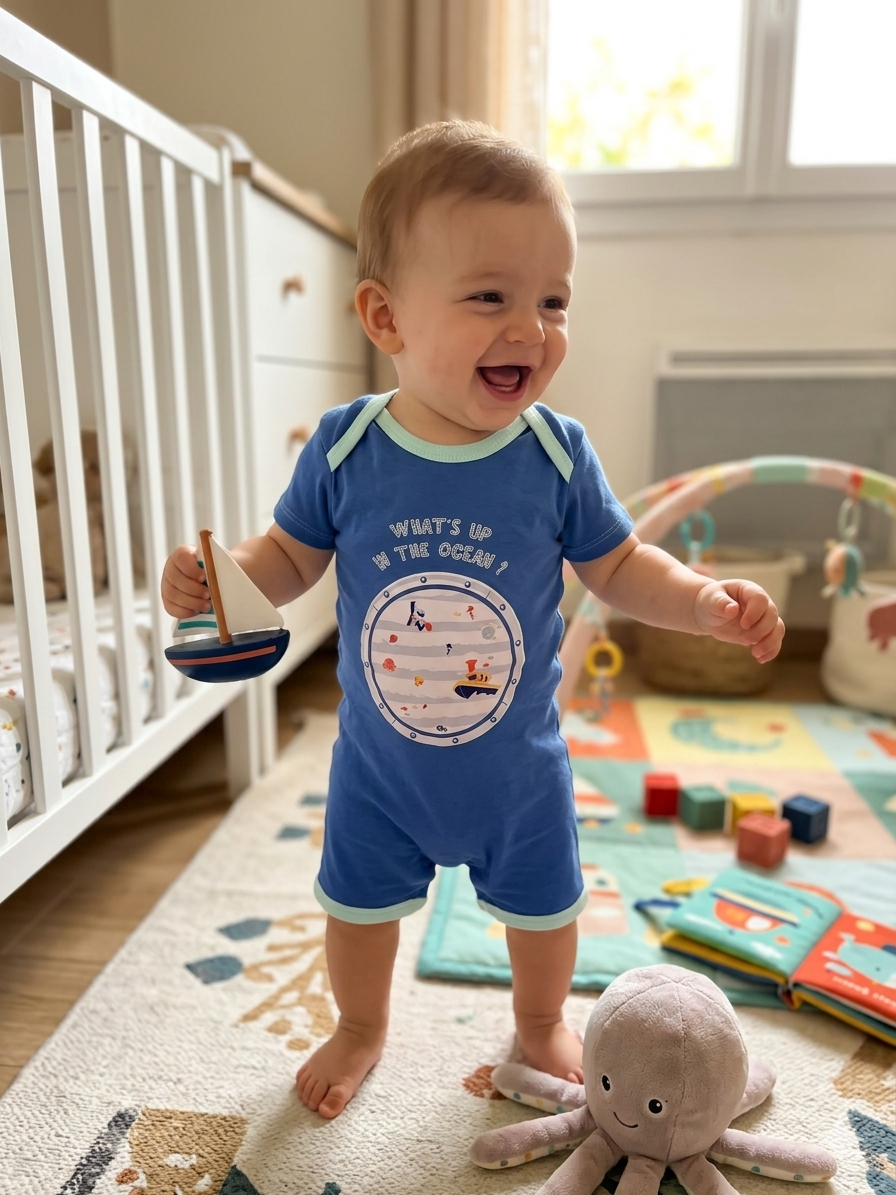 WHAT'S UP IN THE OCEAN ? - baby half Jumpsuit