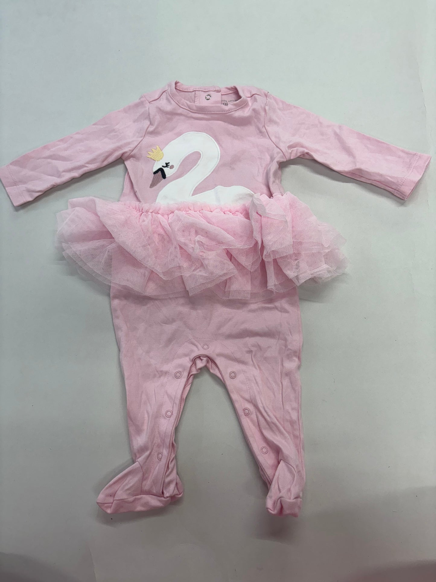 Pink with white swan - Onesies full frock