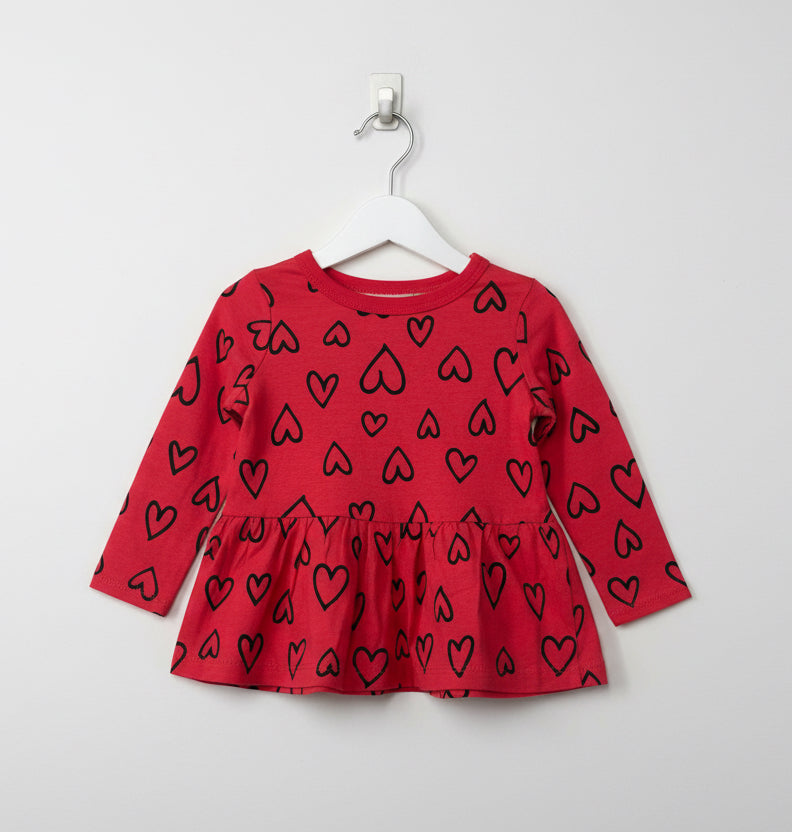 Full sleeve red heart -Baby Sleeveless top