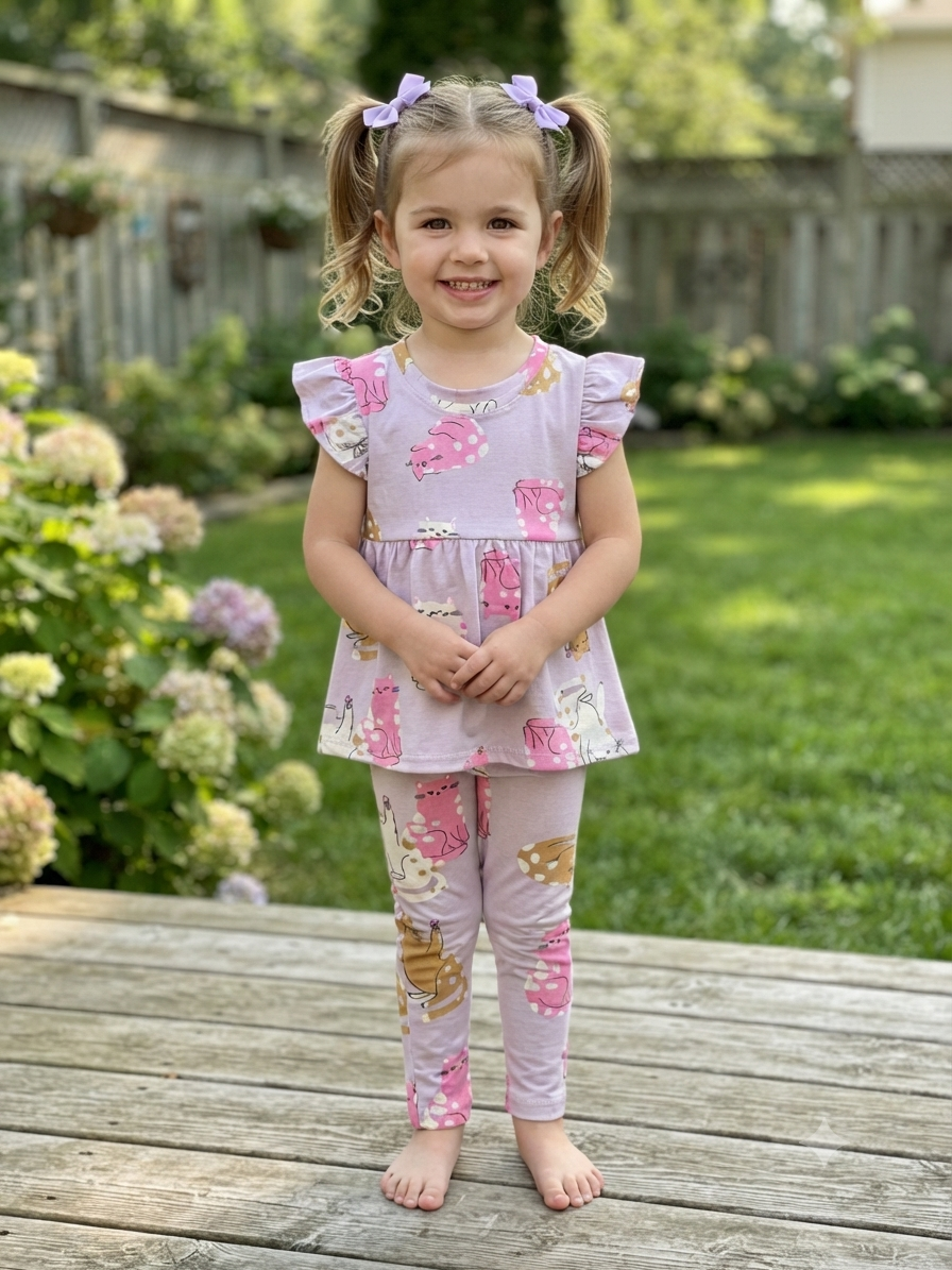 Light, violet Peplum Co-Ord Girls Set