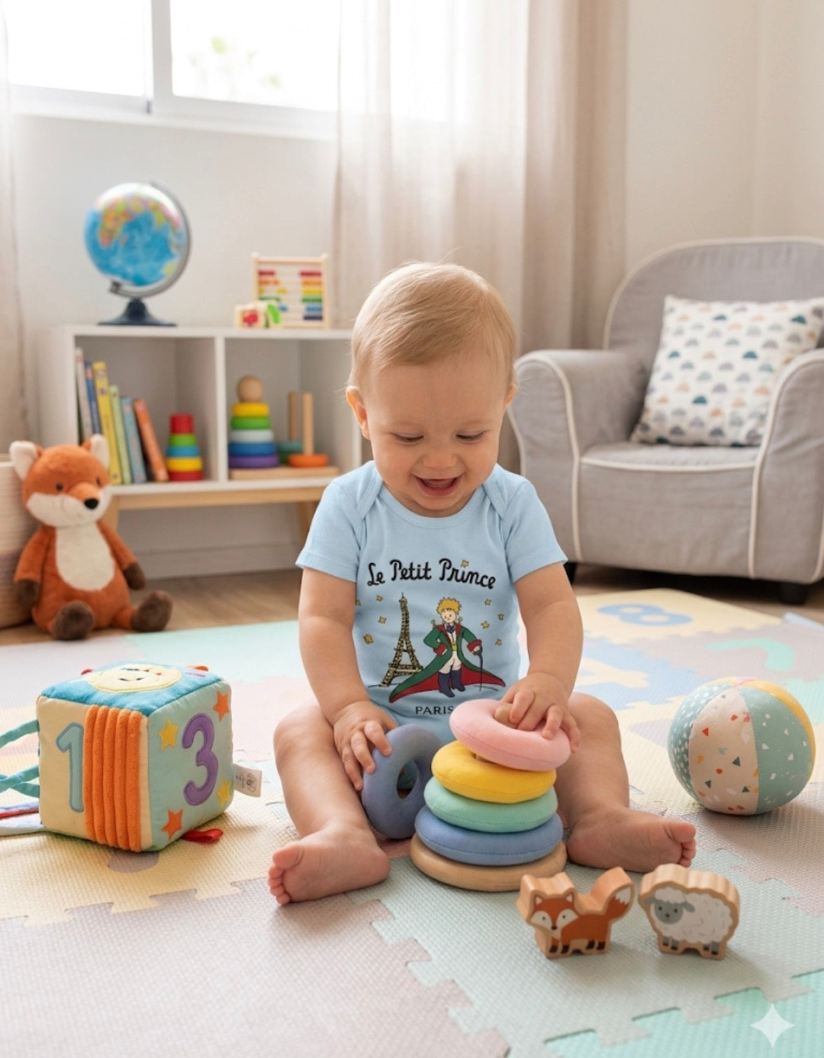 Blue Le petit prince -Baby Romper