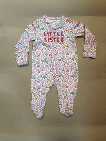 LITTLE SISTER Purple flowers with shoe -Baby full Jumpsuits