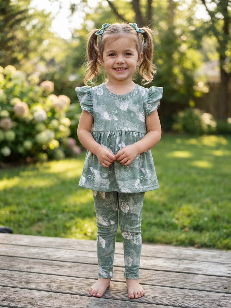 Light, green Peplum Co-Ord Girls Set
