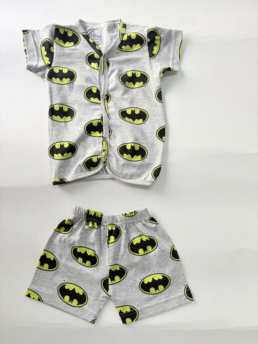 Black and Yellow Batman logos -Half Sleeve Jabla Short Sets