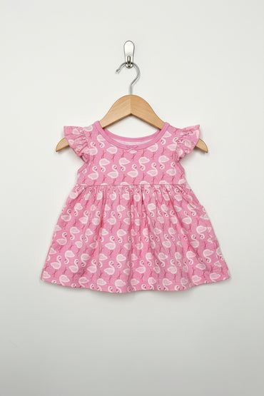 Pink flamingo Print -Baby Sleeveless Frock