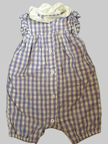 Voilet checked -Baby Half Jumpsuit