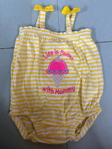 Yellow with pink ice cream 🩷🍦- Baby Romper