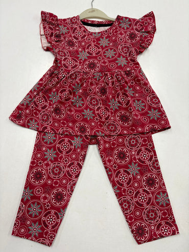 Beetroot Peplum Co-ord Girls set