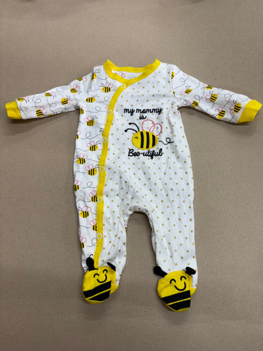 Yellow and black 🐝 with shoe (snap button)-Baby High quality jumpsuit