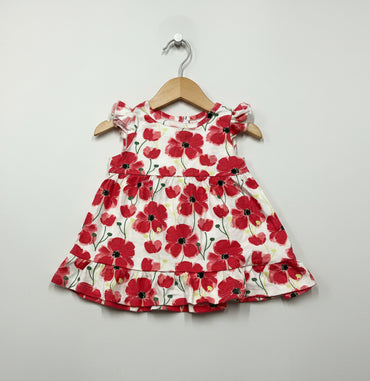 White with hibiscuss flowers -Sleeveless Frock