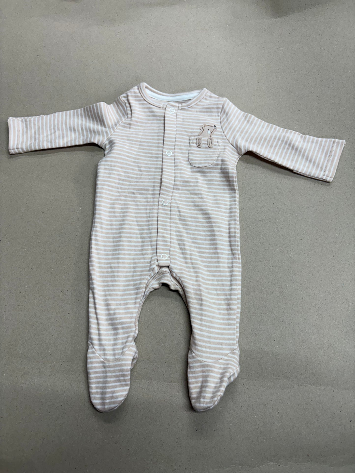 Beige and white striped with shoe (Zipper)-Baby High quality jumpsuit