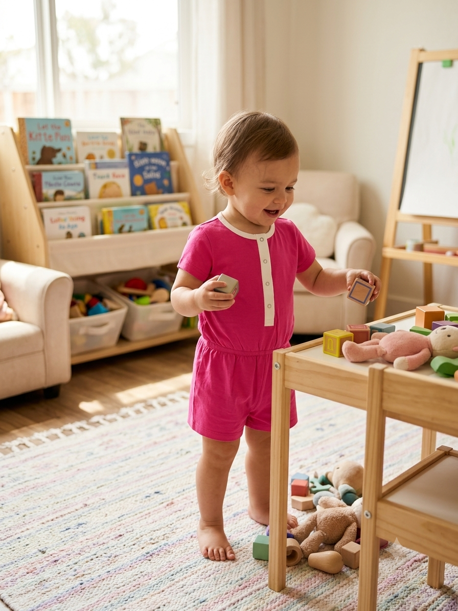 Pink -baby half Jumpsuit