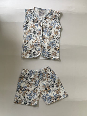 Floral -Sleeveless Jabla shorts set