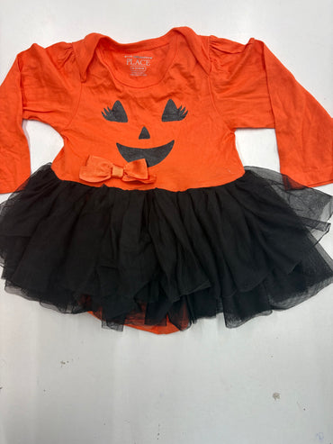 Orange with black -Onesies net full sleeve frock