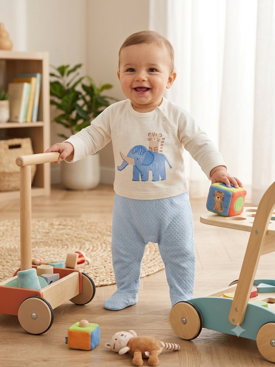 Soft white with Aqua Blue -Jumpsuit