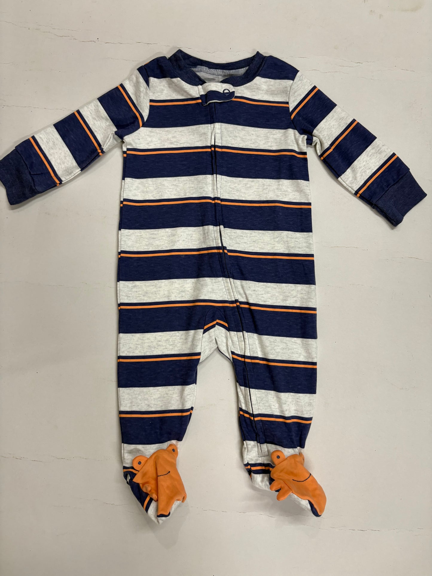 Blue and grey stripes with shoe -Baby high quality jumpsuit