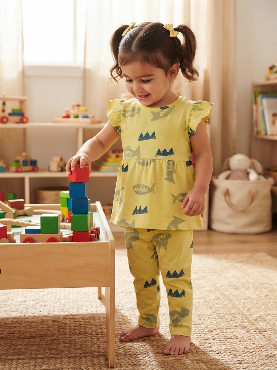 Blue and green graphic print
- Girls set