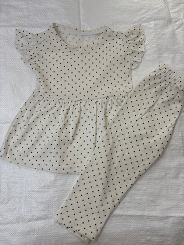 Cream white with black Buddha Peplum Co-Ord Girls Set