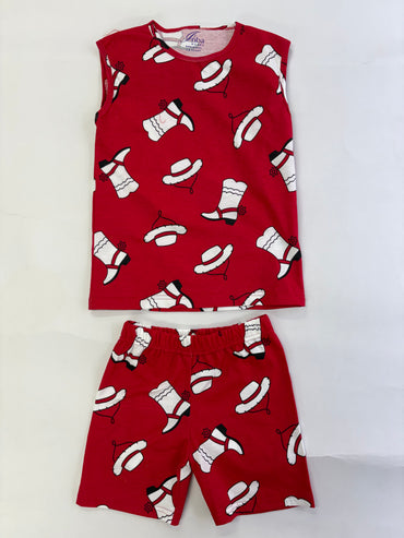 Red -Sleeveless co-ords