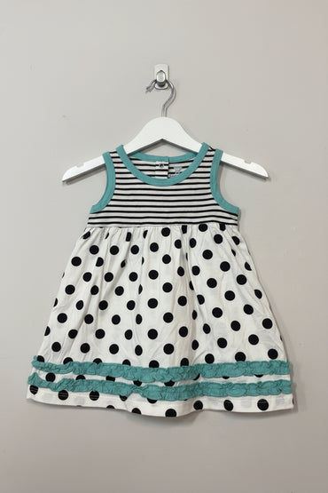 Sky blue with black dot -Baby Sleeveless Frock
