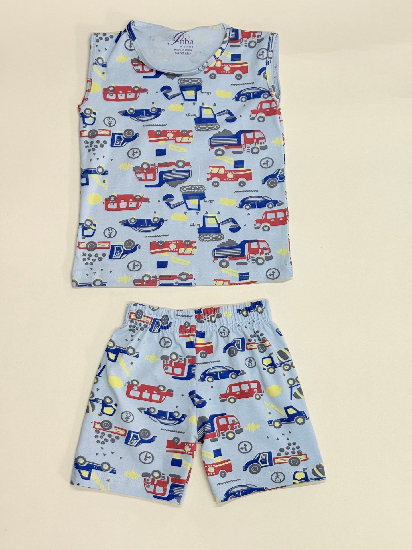 Blue cars-Sleeveless co-ords