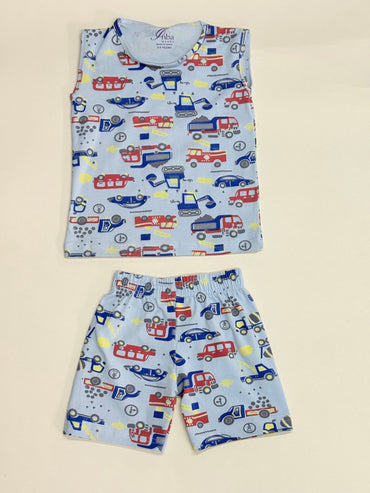 Blue cars-Sleeveless co-ords