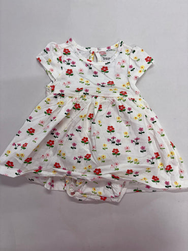 White with floral -Onesies frock
