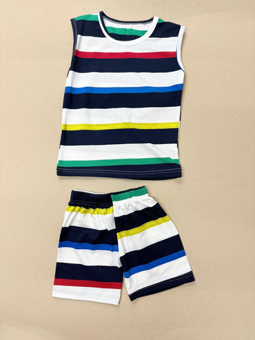 Multicolored striped -Sleeveless co-ords