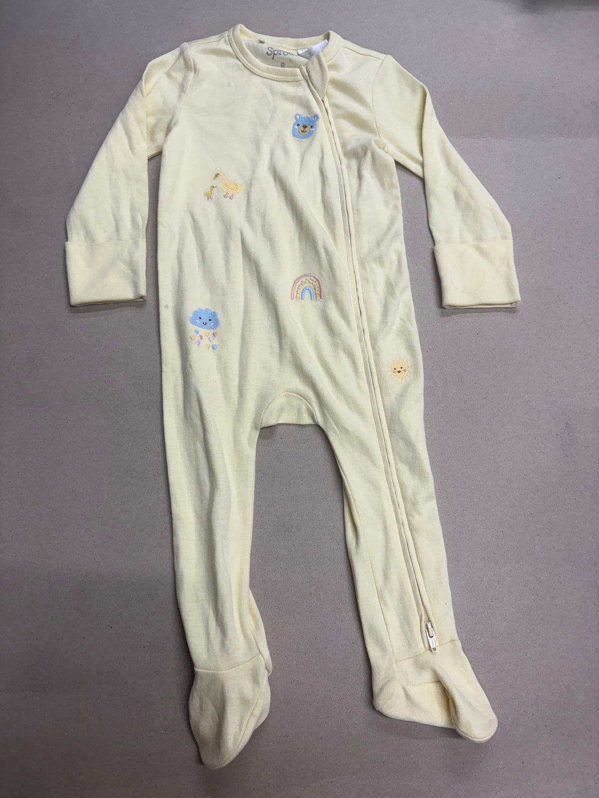 Yello with 🐻🪿 🌧️ 🌈 with shoe-high Quality Baby Jumpsuit