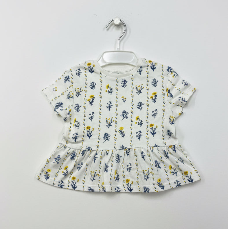 White with floral -baby top