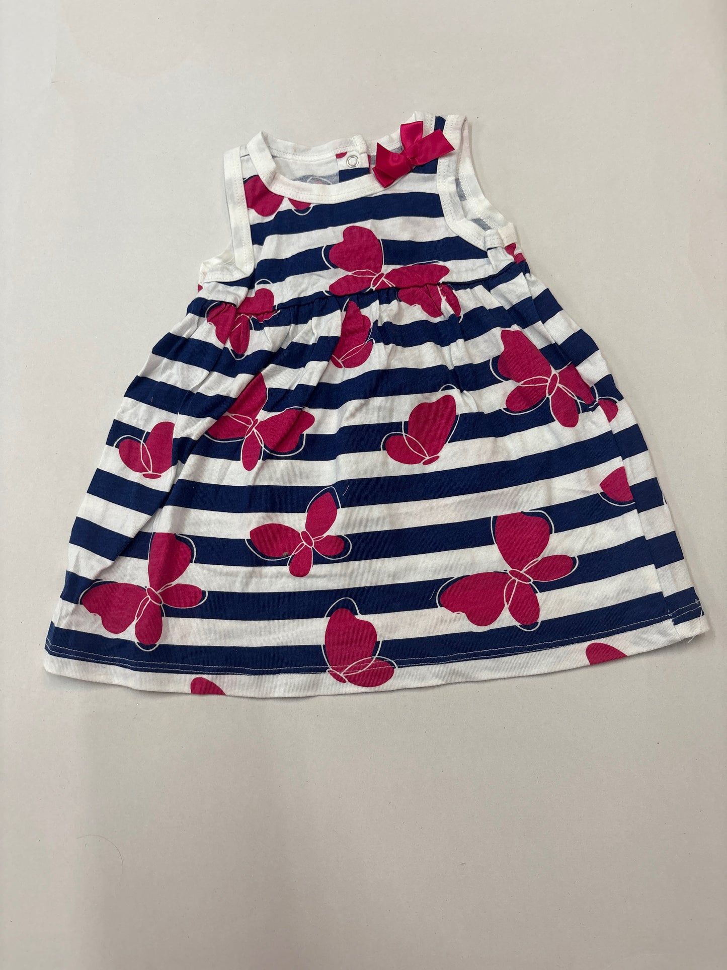 Navy with pink butterfly -Baby Sleeveless Frock