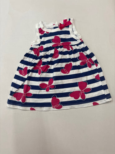 Navy with pink butterfly -Baby Sleeveless Frock
