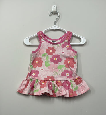 baby pink flowers- top -Sleeveless Frock
