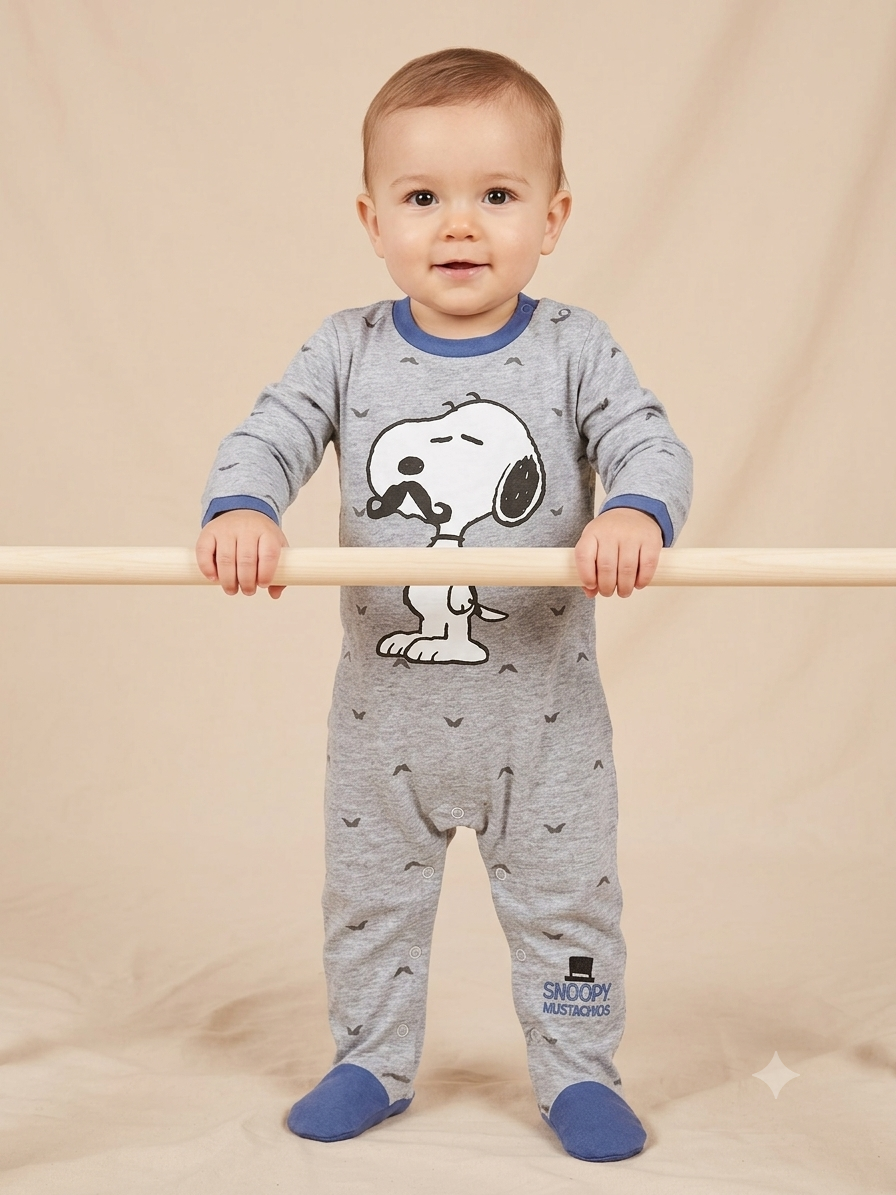 Snoopy mustachios-high Quality Baby Jumpsuit