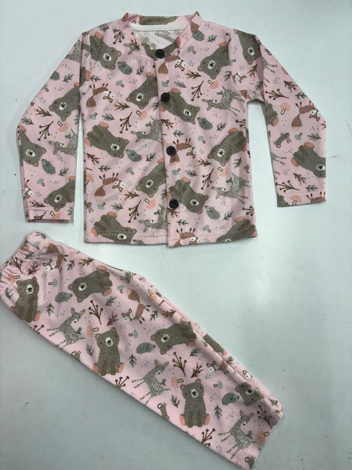 Premium winter wears, Front open pink with rabbit,Terry velvet Fabric-9