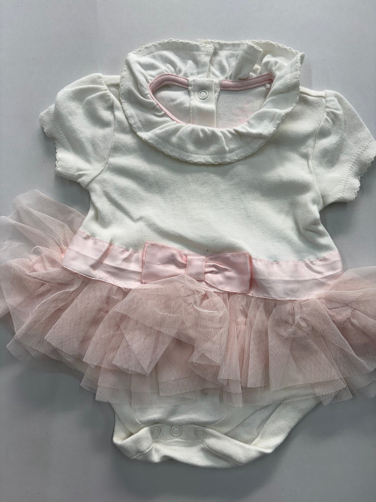 White & pink net Onesies frock