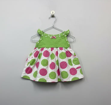 Green with pink circle Frock