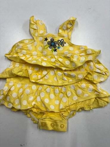 Yellow dot- onesies frock