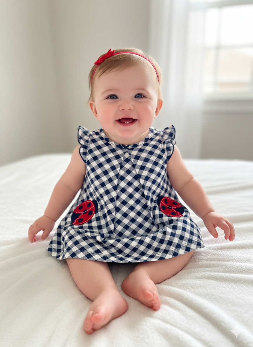 Navy with bug -Onesies frock
