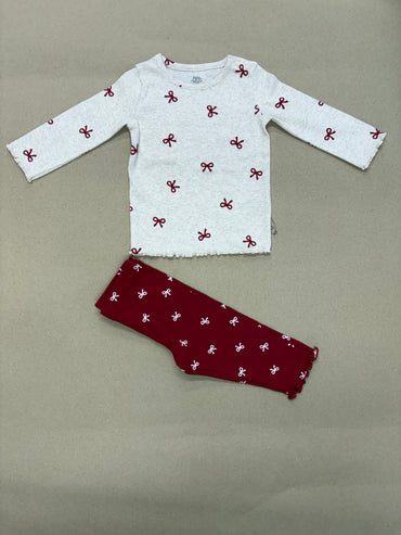 Red bow -Co-ord sets Full (snap button)