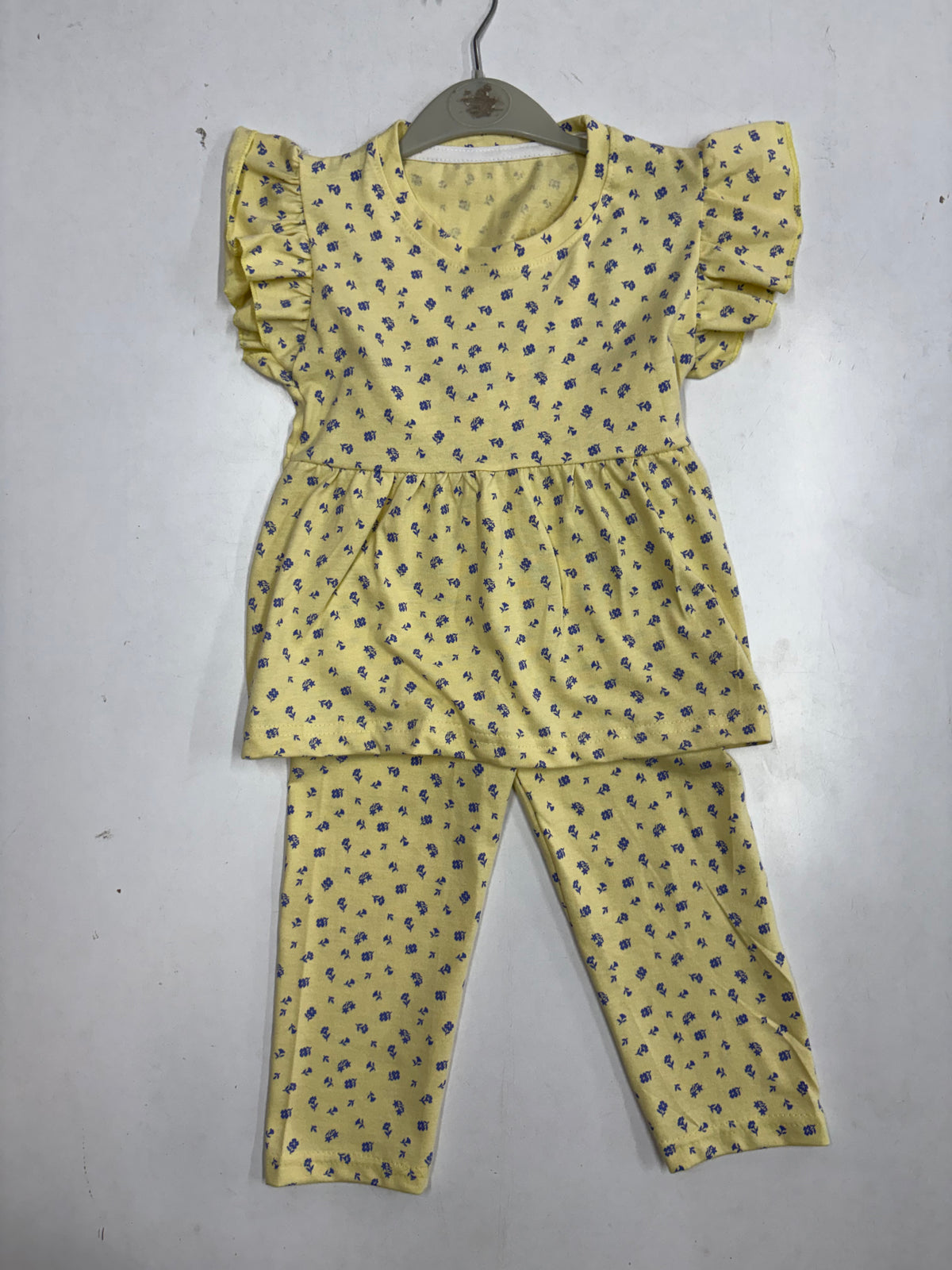 Lemon, yellow, floral peplum co - ord girls set Sep