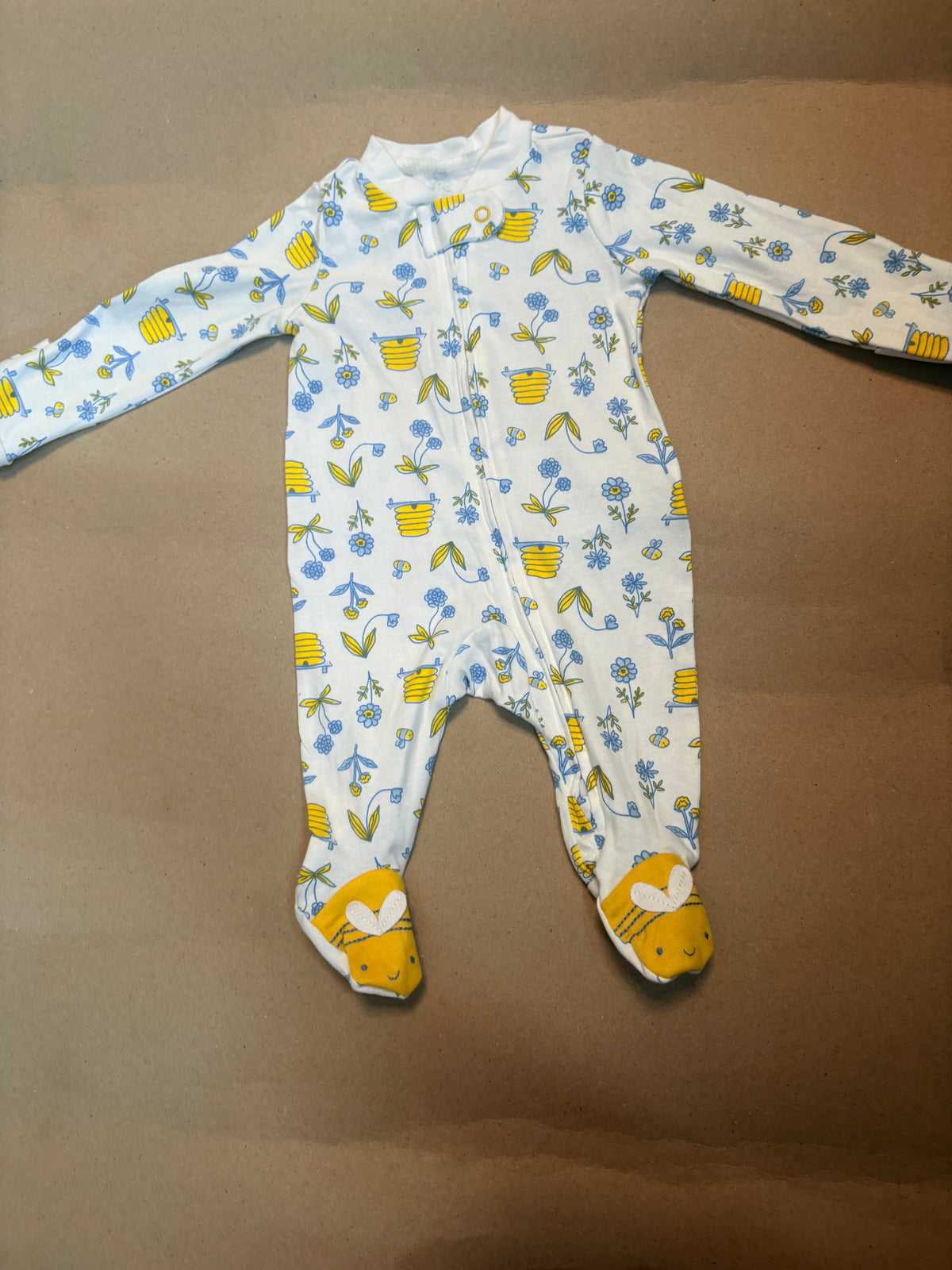 White with yellow flowers with shoe- Baby High Quality Jumpsuits