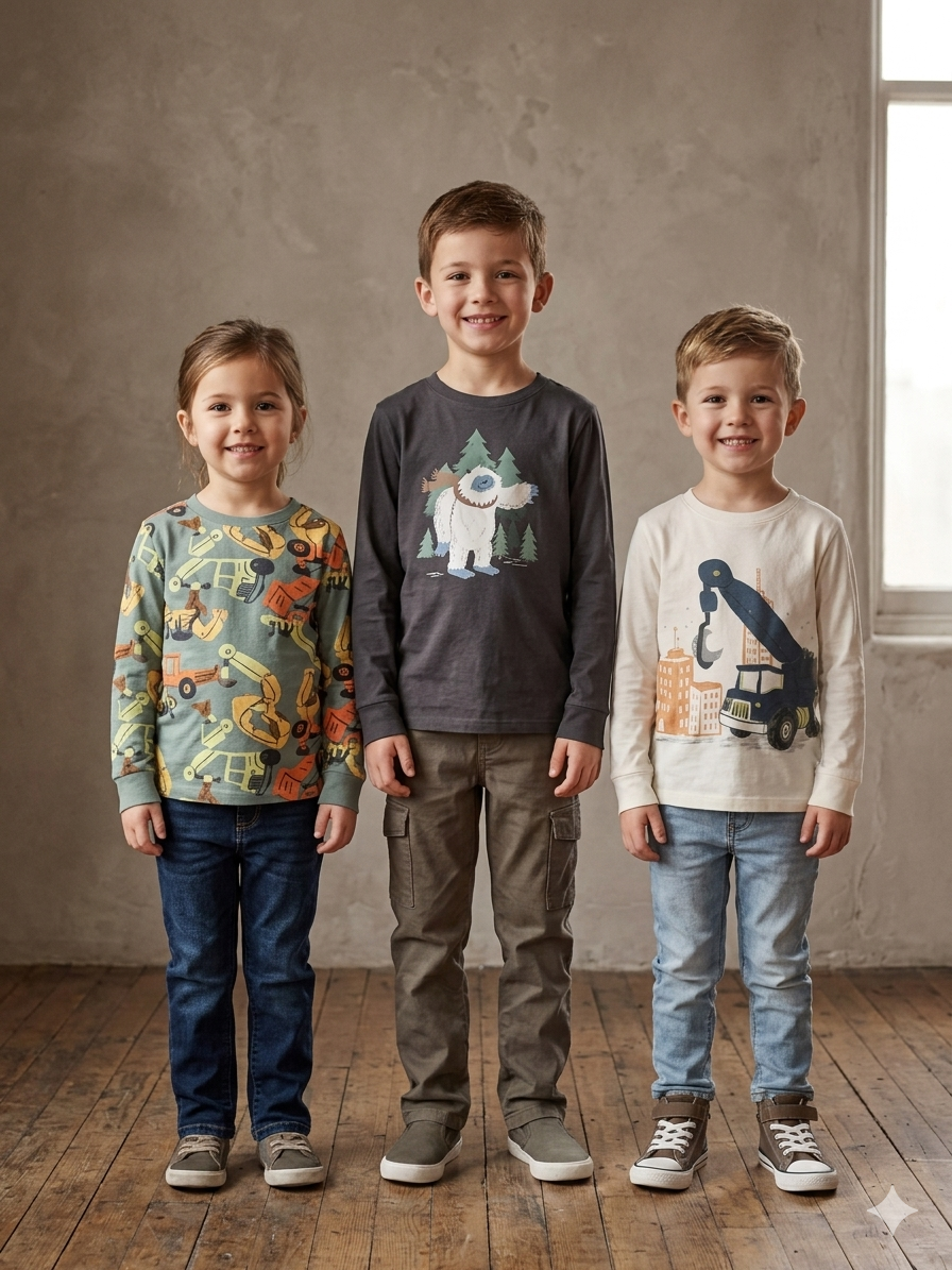 Girls & Boys full sleeve top 3 pcs Combo Set
